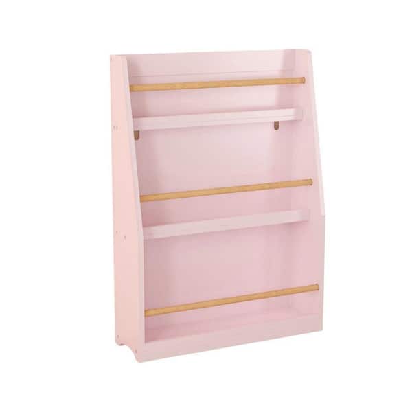 3-Shelf Pink MDF Open Storage Bookshelf, Kids Bookcase Magazine Rack for Living Room, Bedroom, Home Office