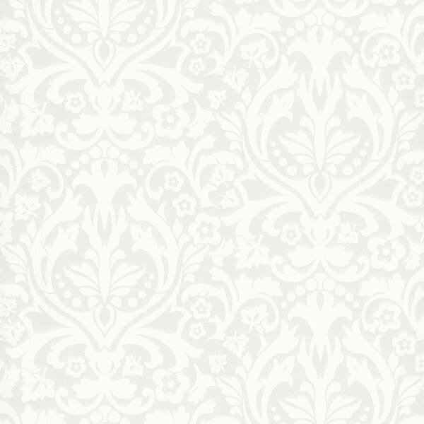 Advantage Petal Silver Flocked Damask Washable Wallpaper Sample