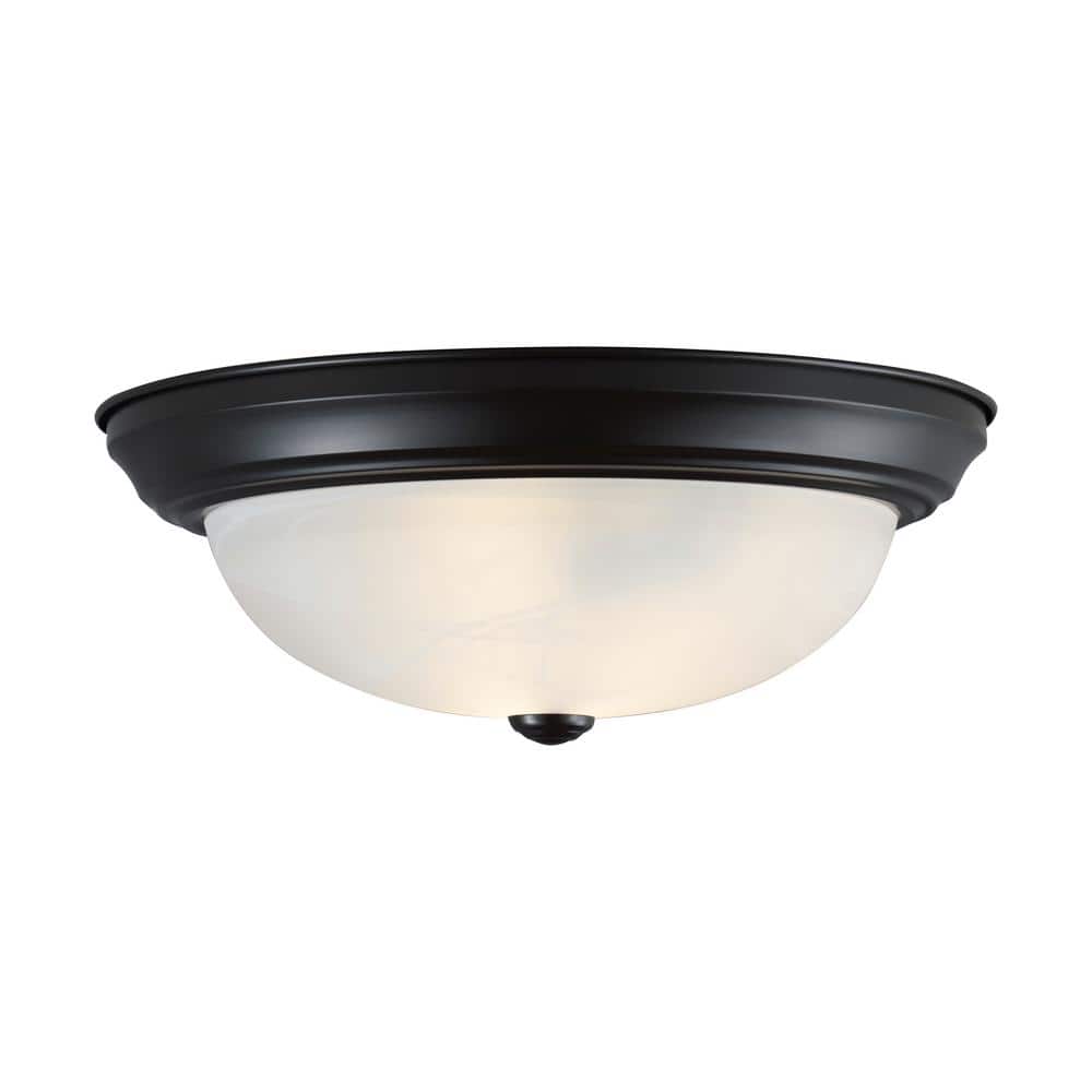 15" Black Flush Mount with Frosted Glass Shade