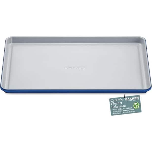 BakkenMaster 1-Piece Premium Non-Stick Ceramic Baking Sheet Pan Medium Size (15.5 in. x 10 in.) – Blue