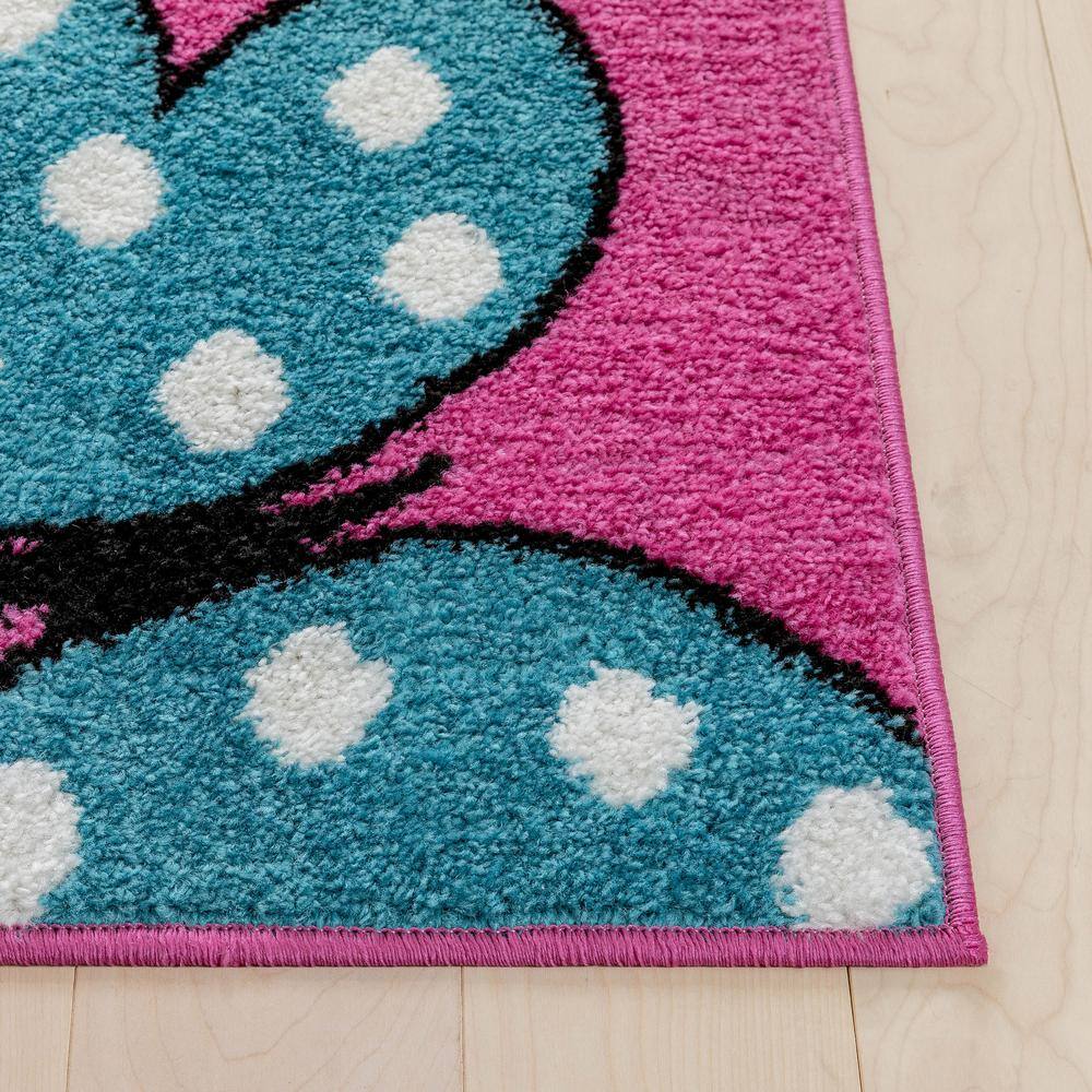 StarBright Pink Geometric Butterfly Kids Area Rug 3'3" x 5'