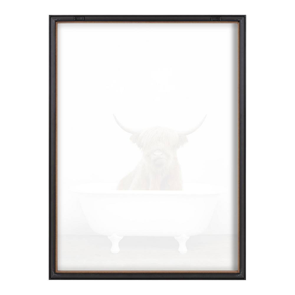 Gray Framed Highland Cow and Bears in Tub Wall Art Set