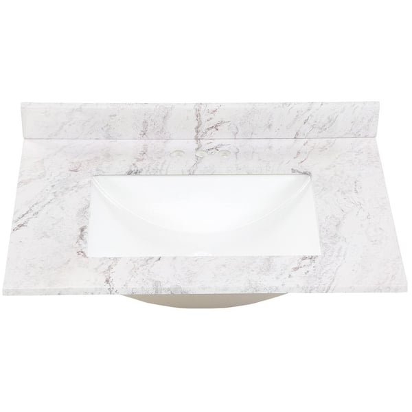 Home Decorators Collection 31 in. W x 22 in. D Stone Effect Vanity Top in Lunar with White Sink