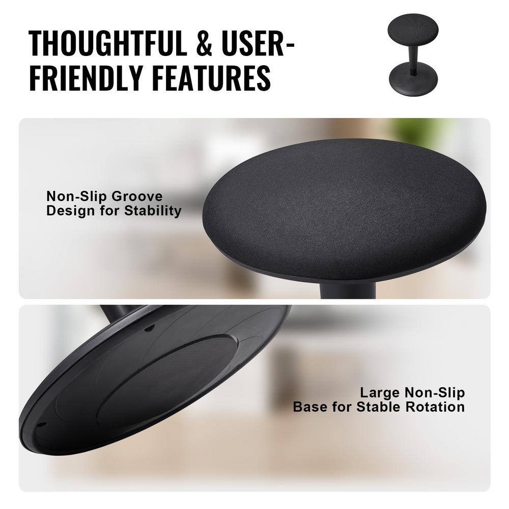 Black Adjustable Iron Wobble Stool with 360° Swivel