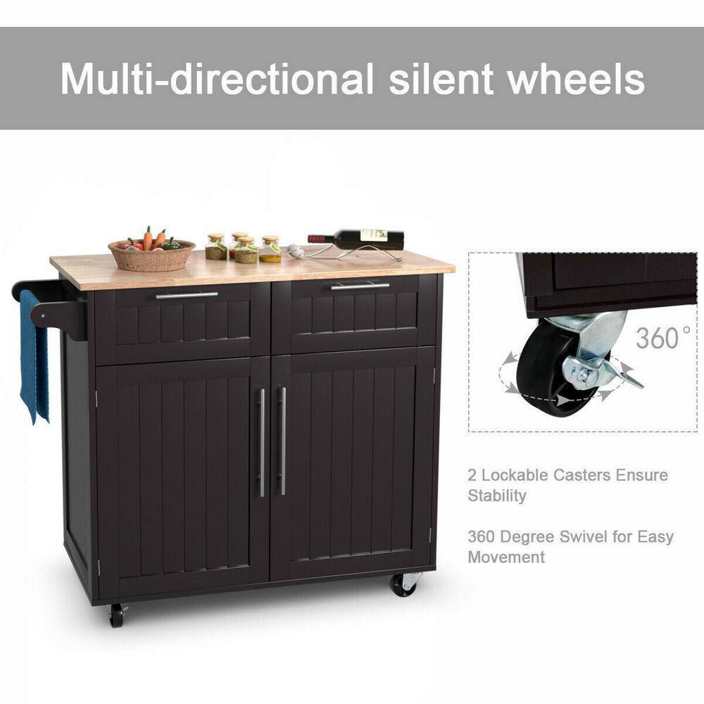 Brown Rolling Kitchen Cart with Storage Brown Trolley Cabinet Utility Modern - thumbnail 7