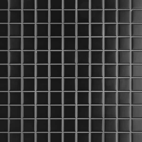 Metro 1 in. Square Matte Black 10-3/4 in. x 11-3/4 in. Porcelain Mosaic Tile (9.0 sq. ft./Case)