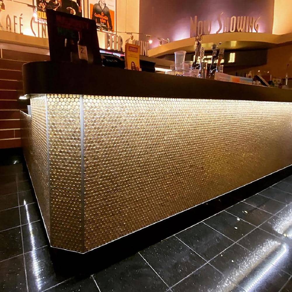 Gold Penny Round Glass Mosaic Tile for Walls and Backsplashes