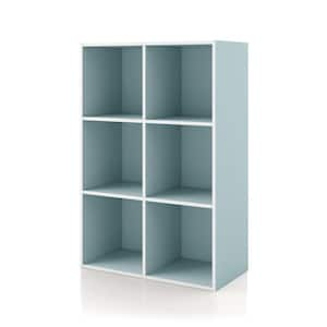 Quincy 35.27 in. Tall Stackable Light Blue Engineered Wood 6-Shelf Modern Modular Bookcase