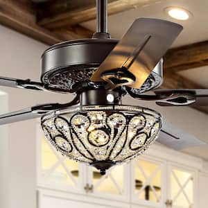 Ali 48 in. Oil Rubbed Bronze 3-Light Wrought Iron LED Ceiling Fan with Light and Remote