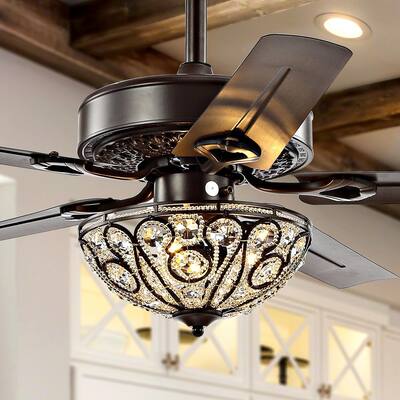 Ali 48 in. Oil Rubbed Bronze 3-Light Wrought Iron LED Ceiling Fan with Light and Remote