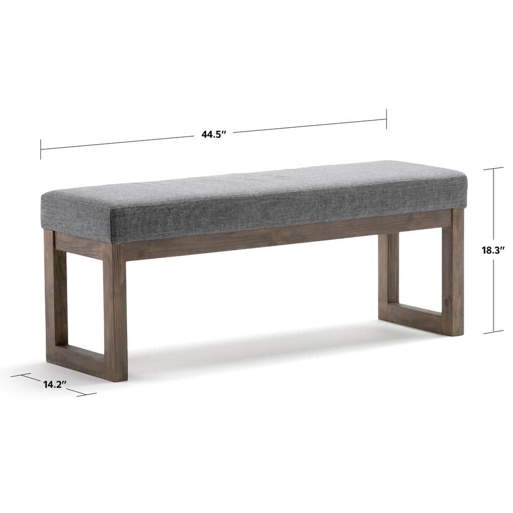 Milltown Gray Linen Upholstered Rectangular Footstool Bench