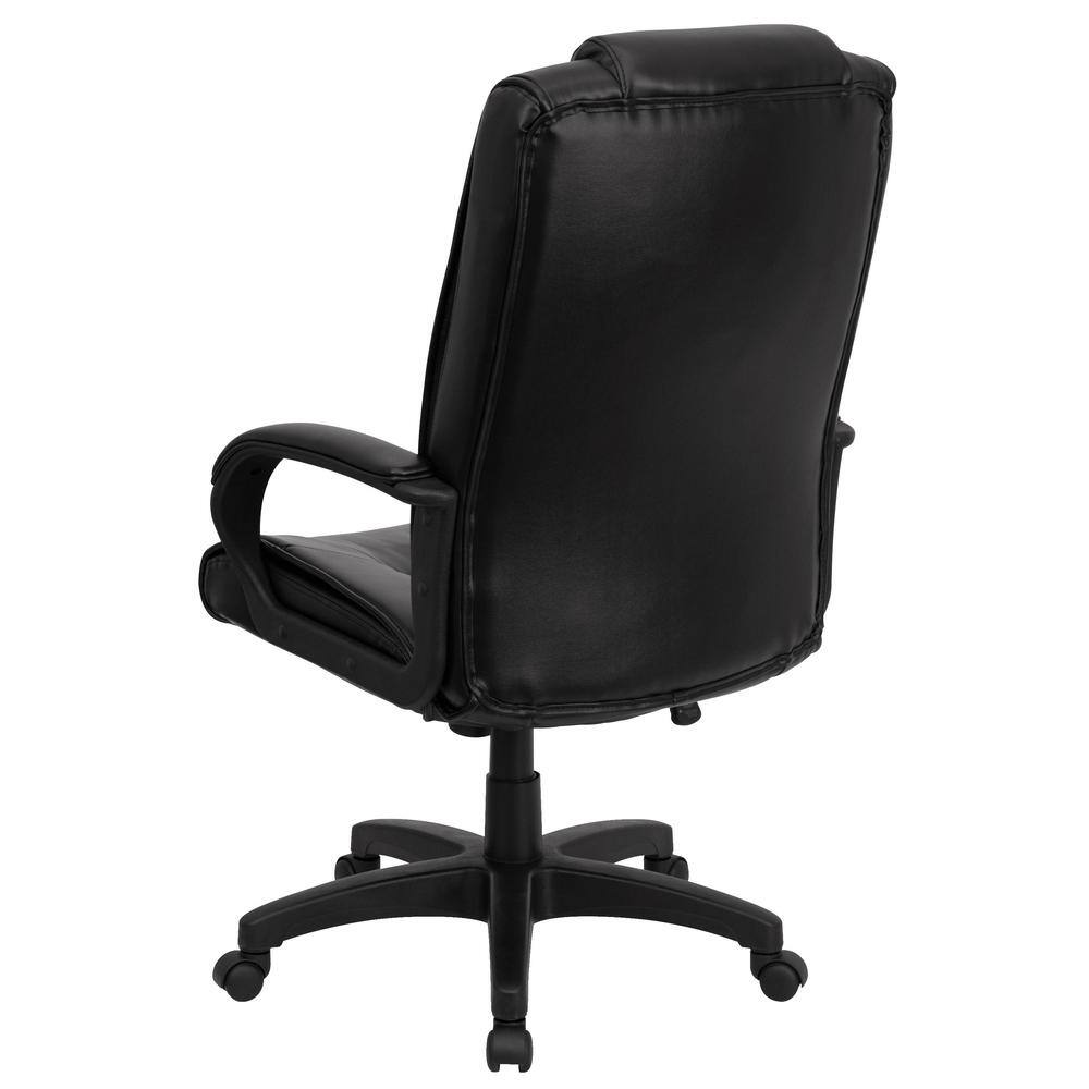 Executive High-Back LeatherSoft Swivel Chair with Lumbar Support, Black