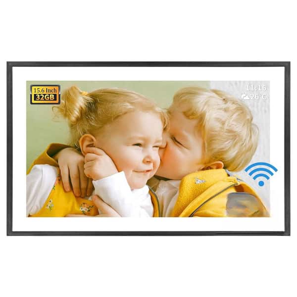15.6 in. WiFi Digital Photo Frame with 32GB Storage, 1920x1080 IPS FHD Touch Screen and Auto-Rotate in Black