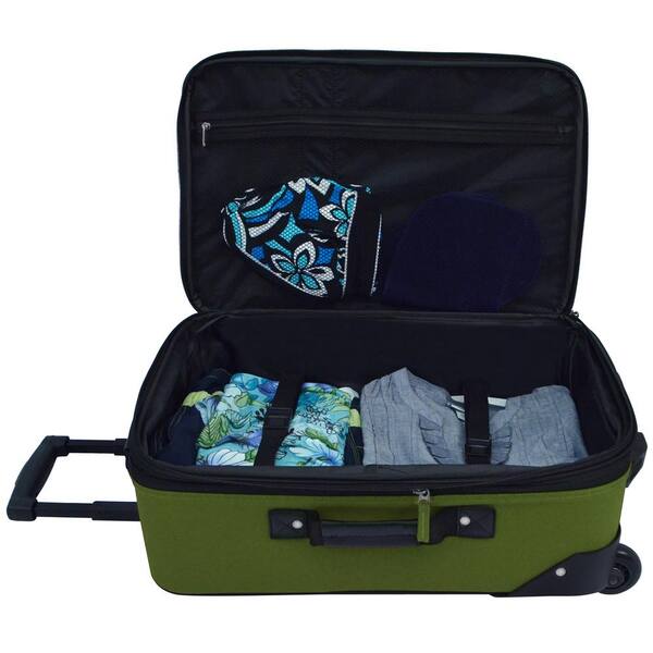 US Traveler Forza 2pc Softside Luggage Spinner Wheels 21 inch Carry-On Bag, Blue, Size: Carry on + Tote