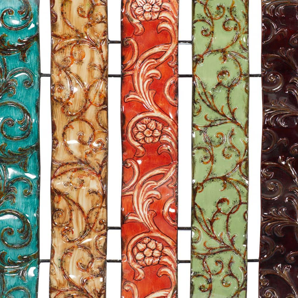 Multicolor Embossed Metal Wavy Panel Wall Sculpture