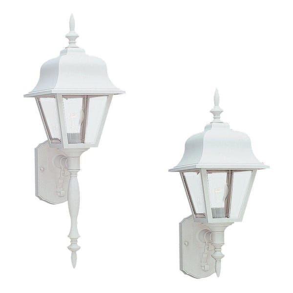 Generation Lighting Polycarbonate 16.38 in. 1-Light White Outdoor Wall Lantern Sconce