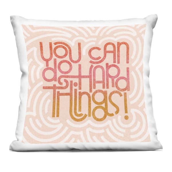 Stupell Industries Pastel You Can Do Hard Things Pink Abstract Polyester 18 in. X 18 in. Throw Pillow