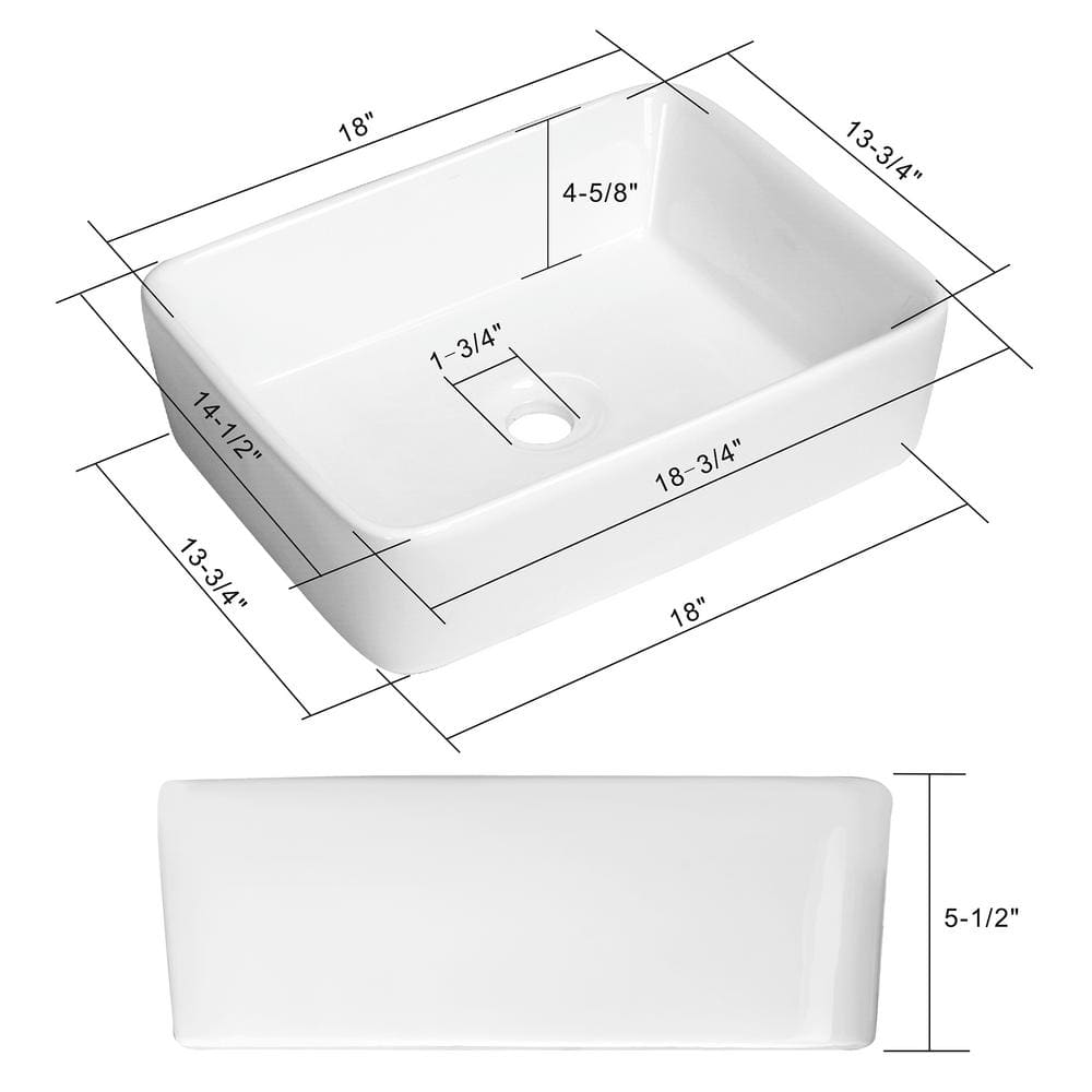 Miligore 19" White Ceramic Rectangular Above-Counter Bathroom Sink