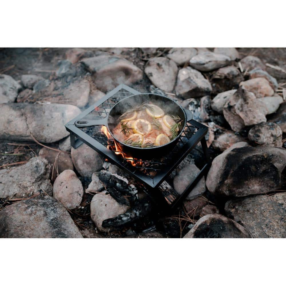 Heavy-Duty Black Steel Folding Camp Grill