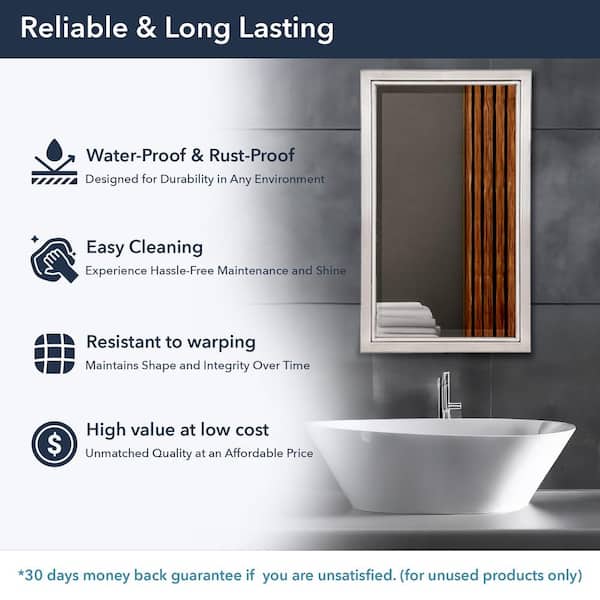 16 in. W x 26 in. H x 5 in. D Classic Framed Single Door Recessed Bathroom Medicine Cabinet in Brush Nickel and Chrome 16 in. W x 26 in. H x 5 in. D Classic Framed Single Door Recessed Bathroom Medicine Cabinet in Brush Nickel and Chrome