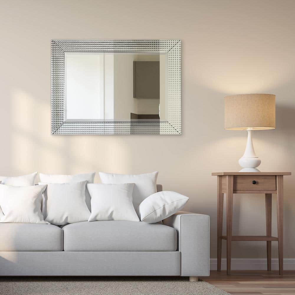 Luxe Prism Beveled Glass & Wood Frame Mirror, 30" x 40"