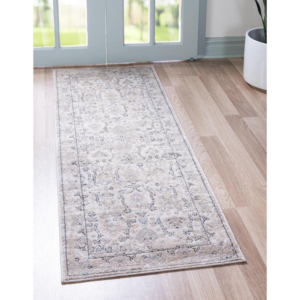 Soothing Ivory Synthetic 2'2" x 6' Indoor Runner Rug