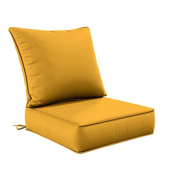 24 in. x 24 in. Deep Seat Outdoor Lounge Cushion with Backrest, Premium Waterproof Patio Furniture Cushions Yellow