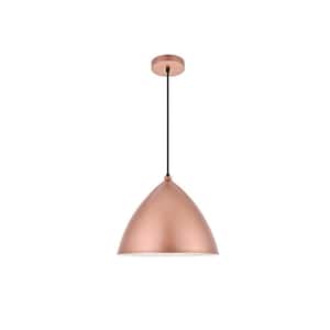 Timeless Home Kameron 1-Light Pendant in Honey Gold with 13.4 in. W x 10.4 in. H Shade