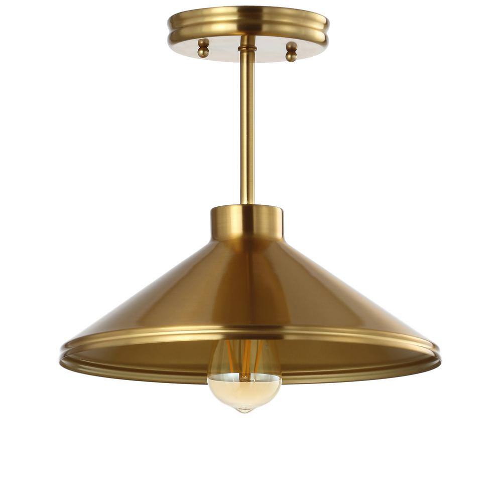 Cisco 11.75" Brass Gold LED Farmhouse Drum Ceiling Light