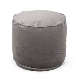 Beaver 16 in. x 16 in. Velvet Cylinder Pouf in Pewter Gray