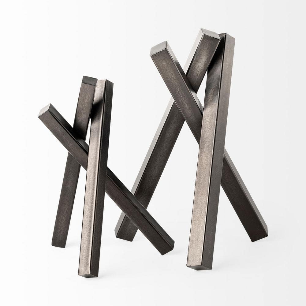 Bastian Large Gunmetal Gray Abstract Metal Sculpture