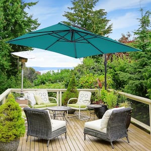 8.2FT Backyard Cantilever Hanging Patio Umbrella in Square Canopy, Steel Pole and Ribs for Outdoors, Beaches