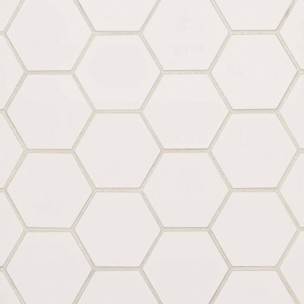 Fog Glossy Ceramic Hexagon Wall Tile 4" x 5"