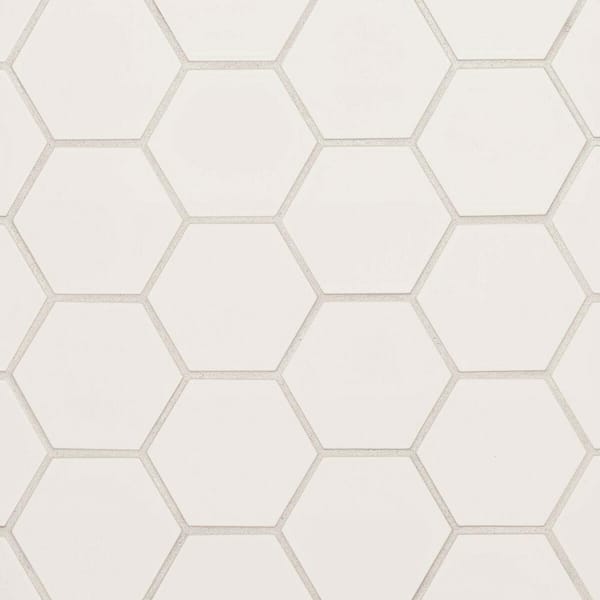 Bedrosians Hedron Hexagon 4 in. x 5 in. Glossy Fog Ceramic Wall Tile (5.38 sq. ft./Case)