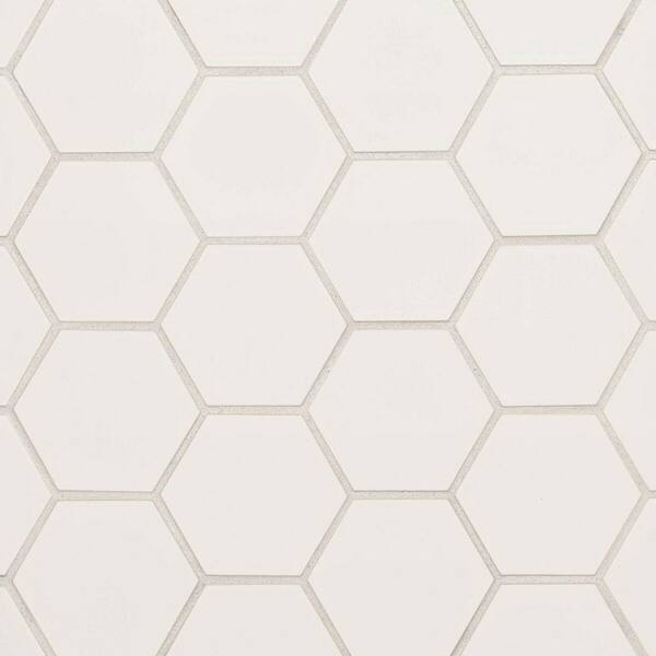 Bedrosians Hedron Hexagon 4 in. x 5 in. Glossy Fog Ceramic Wall Tile (5.38 sq. ft./Case)