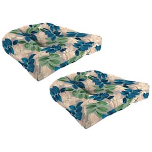 19 in. W x 19 in. D x 4 in. T Square Outdoor Wicker Seat Cushion in Foliage Pebble (2-Pack)