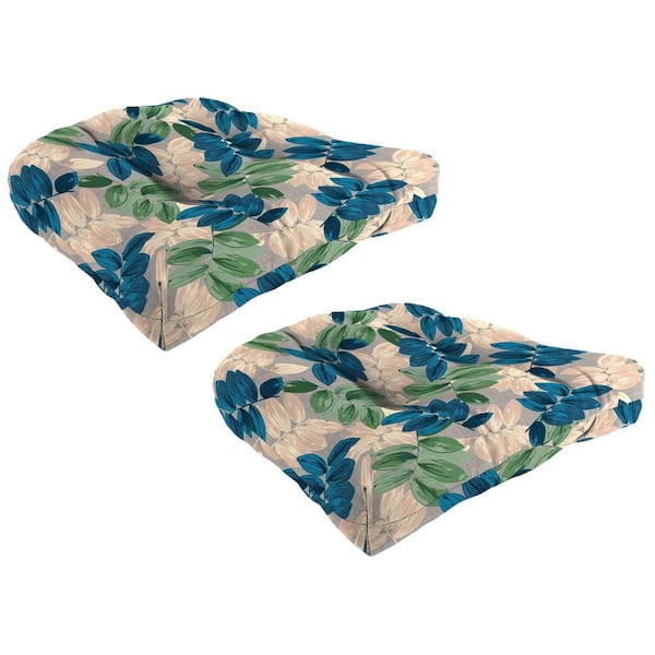 Jordan Manufacturing 19 in. W x 19 in. D x 4 in. T Square Outdoor Wicker Seat Cushion in Foliage Pebble (2-Pack)