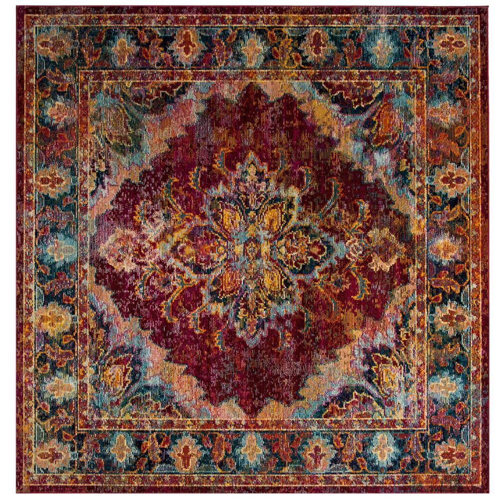 SAFAVIEH Crystal Ruby/Navy 7 ft. x 7 ft. Square Border Area Rug CRS508R-7SQ  - The Home Depot