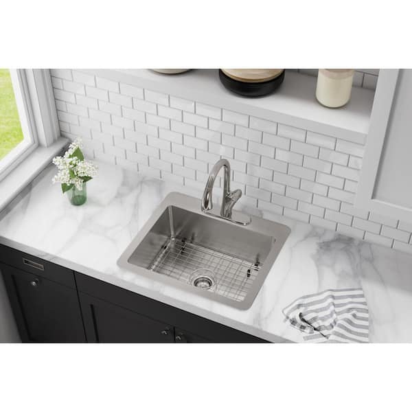 Avenue 25 in. Drop-In/Undermount Single Bowl 18-Gauge Stainless Steel Kitchen Sink w/ Accessories