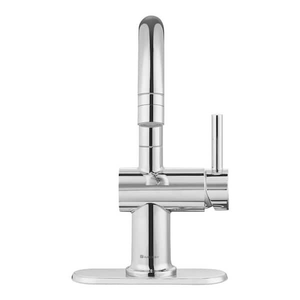Dorind Single-Handle Single-Hole Pull-Down Bathroom Faucet in Polished Chrome