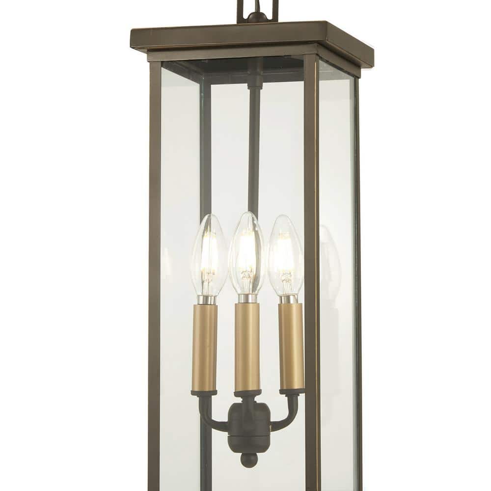 Transitional Oil-Rubbed Bronze & Gold Highlight 4-Light Incandescent Lantern