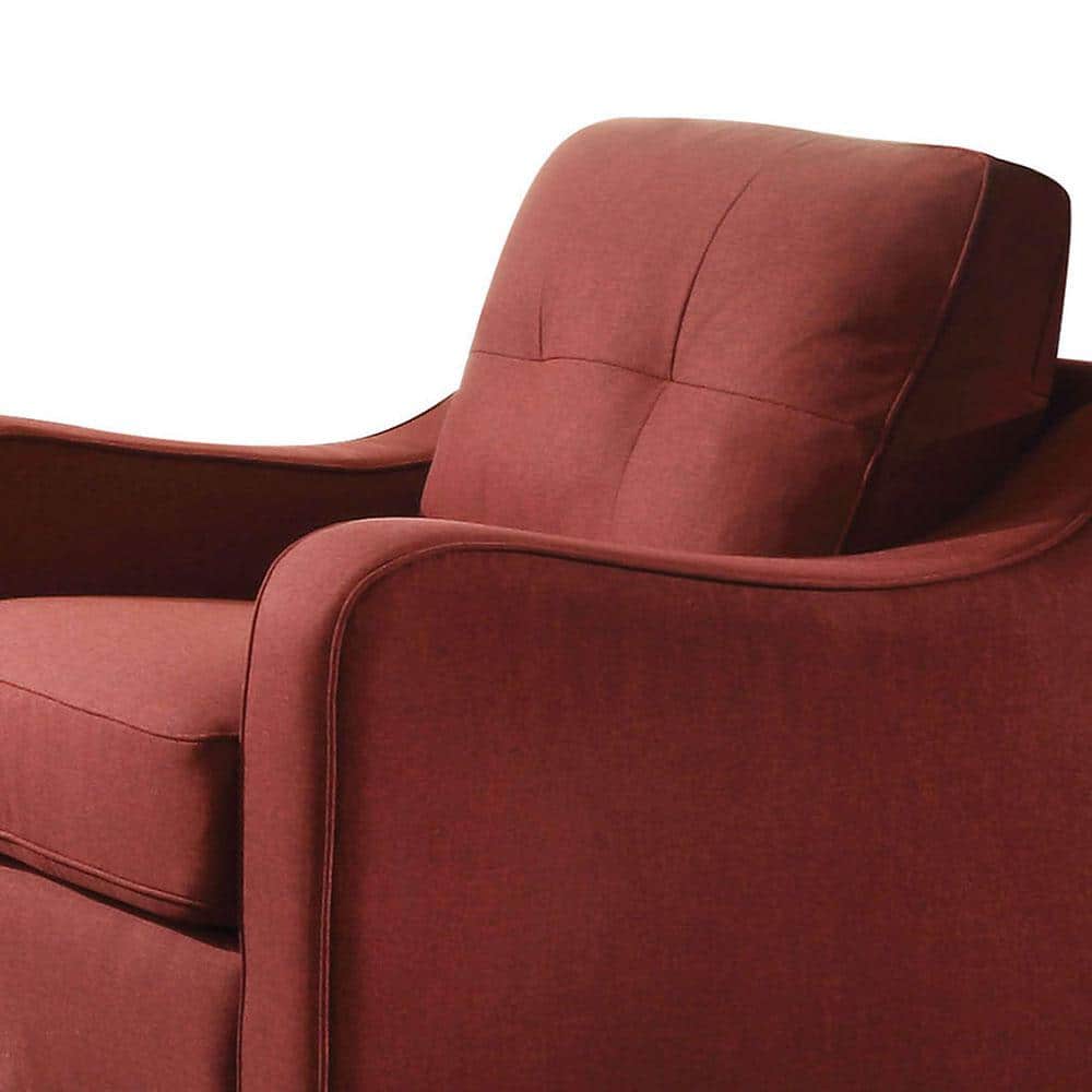 Cleavon II Modern Red Linen Chaise with Wood Grain Legs