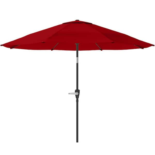 10 ft. Aluminum Outdoor Patio Umbrella with Auto Tilt, Easy Crank Lift in Red