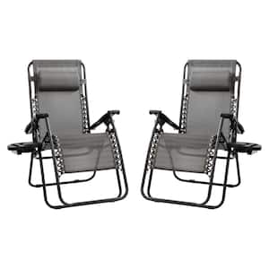 Gray Adjustable Folding Mesh Zero Gravity Sling Chair (2-Pack)