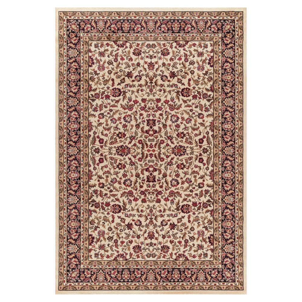 Concord Global Trading Jewel Kashan Ivory/Black 3 ft. x 4 ft. Area Rug ...
