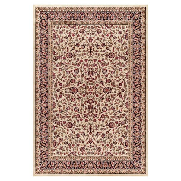 Concord Global Trading Jewel Kashan Ivory/Black 3 ft. x 4 ft. Area Rug ...