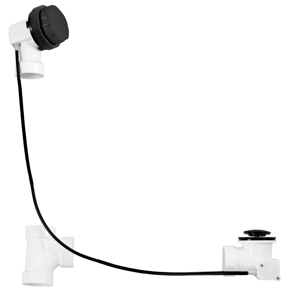45 in. Cable Drive Bath Drain Trim with Rotary Overflow Cover Knob, Pop-Up Stopper - Sch. 40 PVC, Matte Black price history on PriceWatchPro