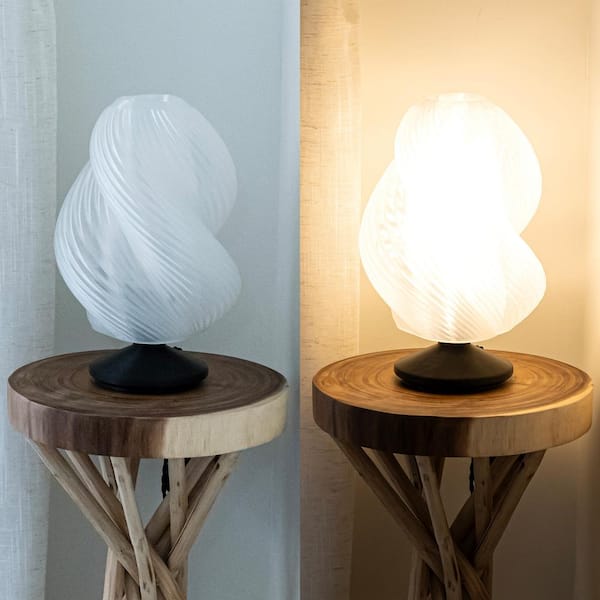 Table Lamp - Minimal 2024 Design Bedside Lamp of Black Ceramic Base and 3D Printed Shade for Bedroom Living room