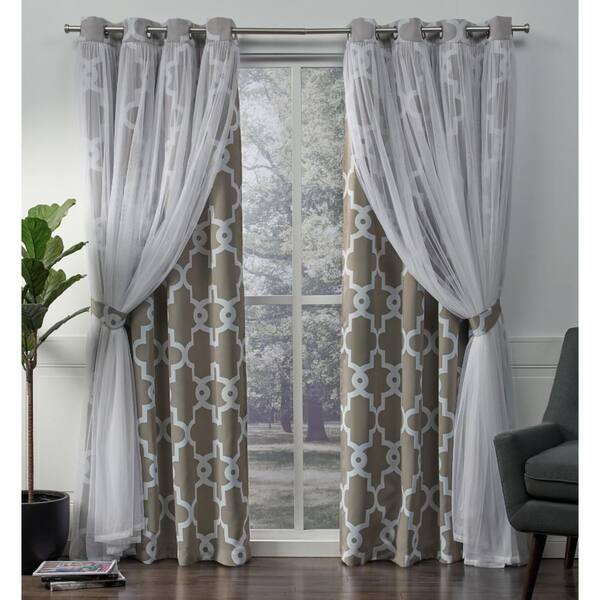 Unbranded Alegra 52 in. W x 96 in. L Layered Sheer Blackout Grommet Top Curtain Panel in Natural (2 Panels)