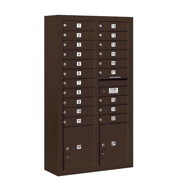 Salsbury Industries 3800 Horizontal Series 20-Compartment with 2-Parcel Locker Surface Mount Mailbox
